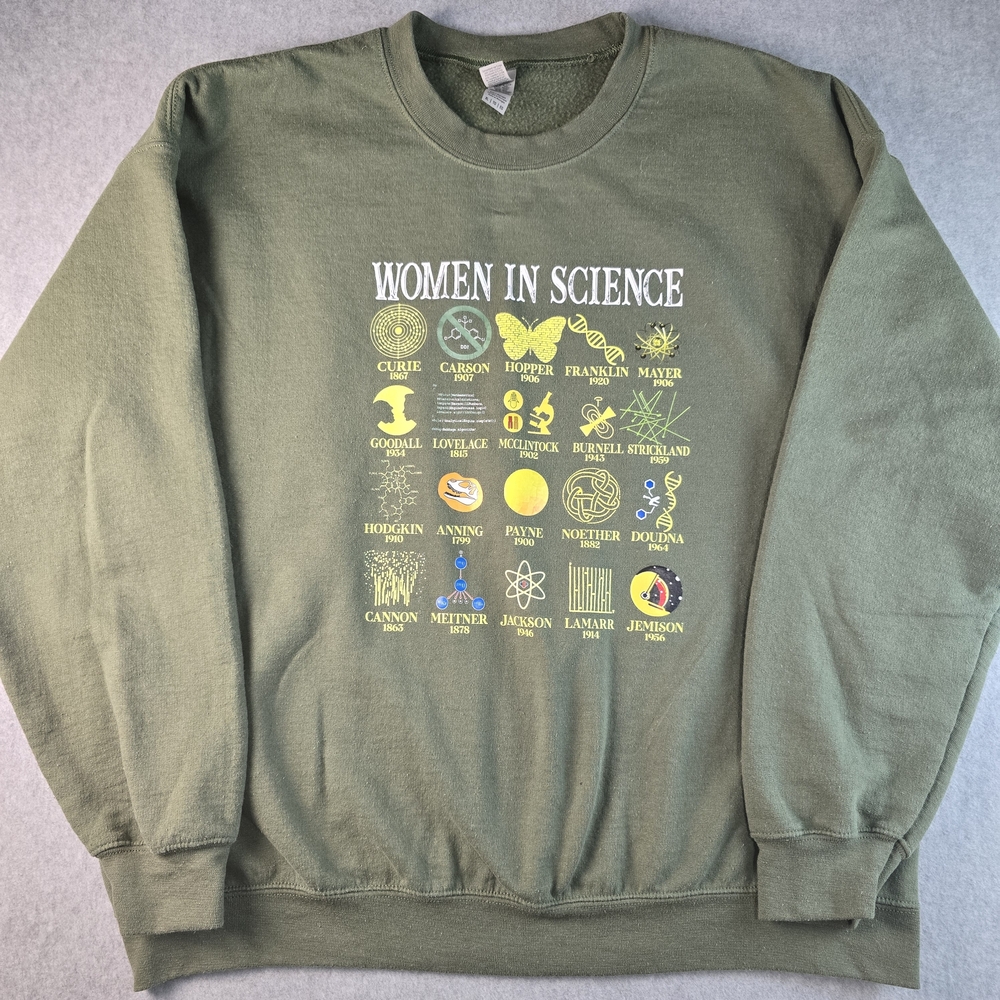 Women In Science Green Pullover Sweatshirt